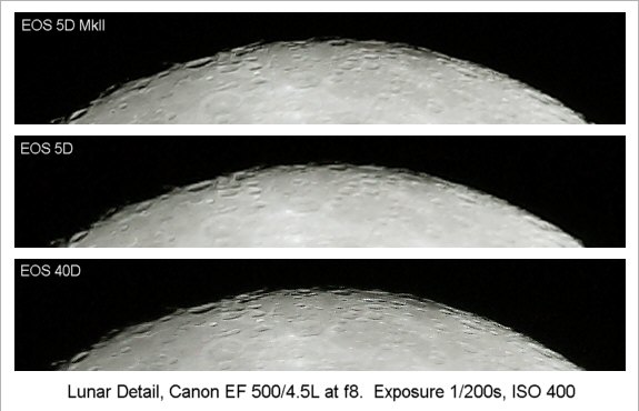 Canon EOS 5D MkII resolution compared with EOS 5D and EOS 40D